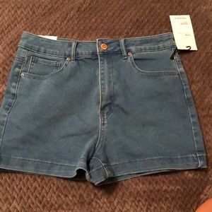 High waisted denim shorts